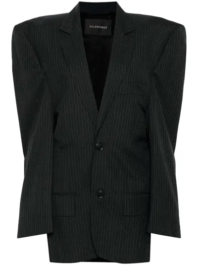 Pre-owned Balenciaga Women's  Cut Away Boxy Jacket In Anthracite