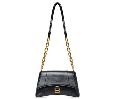 Pre-owned Balenciaga Women's  Downtown Shoulder Bag With Chain Small In Black