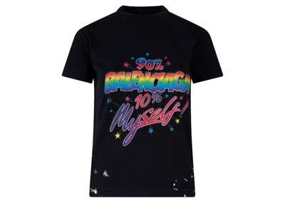 Pre-owned Balenciaga Women's  Frontal Logo Cotton T-shirt In Black