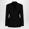 Balenciaga Single-breasted Wool Blazer In Black