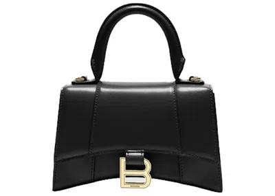 Pre-owned Balenciaga Women's  Hourglass Top Handle Bag Extra Small In Black