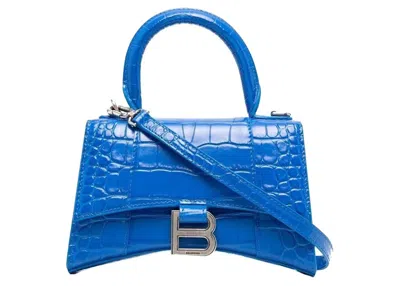 Pre-owned Balenciaga Women's  Hourglass Xs Embossed Tote Bag In Royal Blue