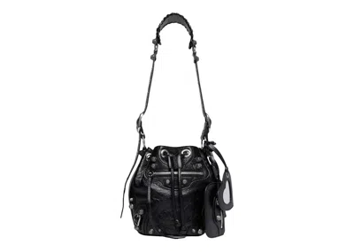 Pre-owned Balenciaga Women's  Le Cagole Bucket Bag Xs In Black Arena