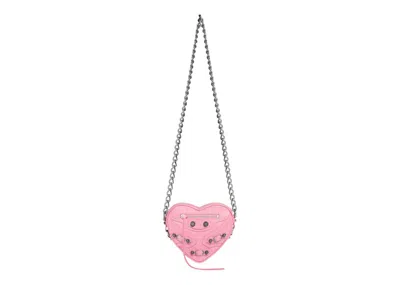 Pre-owned Balenciaga Women's  Le Cagole Heart Mini Bag In Pink