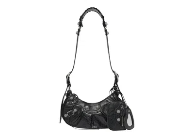 Pre-owned Balenciaga Women's  Le Cagole Shoulder Bag Xs Rhinestones In Black