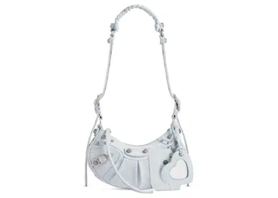 Pre-owned Balenciaga Women's  Le Cagole Xs Rhinestones Shoulder Bag In Light Blue