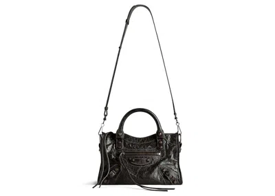 Pre-owned Balenciaga Women's  Le City Mini Bag In Black Arena Storico Lambskin Brass Hardware In Black (8063952