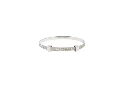 Pre-owned Balenciaga Women's  Logo Hoop Bracelet In Silver
