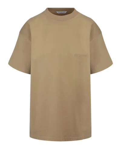 Pre-owned Balenciaga Women's  Medium Fit Logo T-shirt In Oat