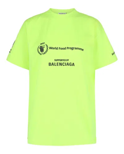 Pre-owned Balenciaga Women's  Medium Fit T-shirt In Fluorescent Yellow/black