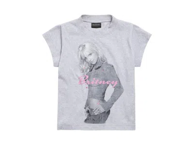 Pre-owned Balenciaga Women's  Music Britney Spears Series Shrunk T-shirt In Light Grey/pink
