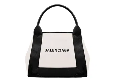 Pre-owned Balenciaga Women's  Navy Cabas Tote Bag Xs In Light Beige/black