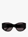 Balenciaga Black Acetate Nano Round Sunglasses In Brown