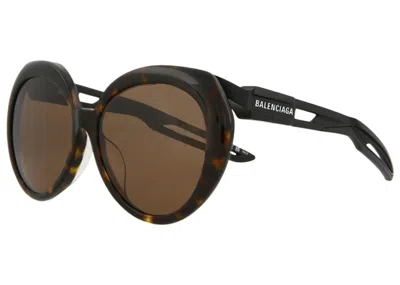 Pre-owned Balenciaga Women's  Ovalframe Acetate Sunglasses/30007767001) In Havana/black/brown (bb0024sa