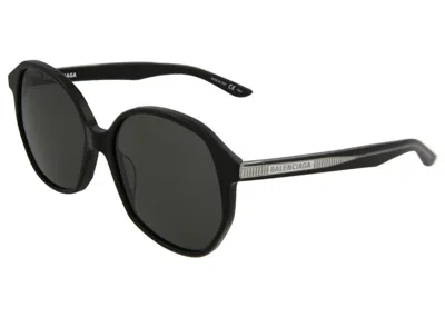 Pre-owned Balenciaga Women's  Oversized Round Acetate Sunglasses001) In Black/grey (bb0005s/30006545