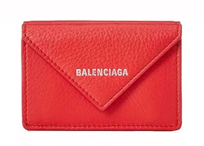 Pre-owned Balenciaga Women's  Paper Za Mini Wallet In Red