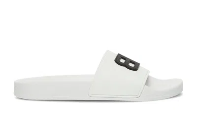 Pre-owned Balenciaga Women's  Pool Slides 3d Bb Logo White Sneakers In Black