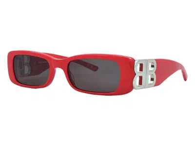 Pre-owned Balenciaga Women's  Rectangle Sunglasses In Red (bb0096s 015)