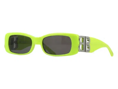 Pre-owned Balenciaga Women's  Rectangle Sunglasses In Yellow/silver (bb0096s 008)