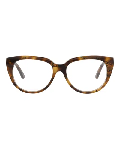 Pre-owned Balenciaga Women's  Roundframe Acetate Optical Frames In Havana Havana Transparent (bb0131o/30010040/