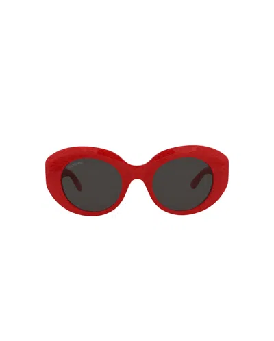 Pre-owned Balenciaga Women's  Roundframe Acetate Sunglasses/30013502003) In Red/grey (bb0235s