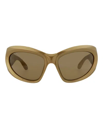 Pre-owned Balenciaga Women's  Shieldframe Bio Injection Sunglasses/30013403004) In Gold/brown (bb0228s