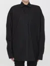 Balenciaga Logo Print Oversized Long-sleeved Shirt In Black