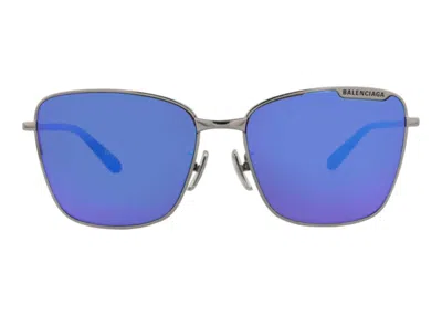 Pre-owned Balenciaga Women's  Square Frame Metal Sunglasses00460442) In Ruthenium/violet (bb0279sa/30013991