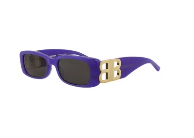 Pre-owned Balenciaga Women's  Square Rectangle Sunglasses/30008871004) In Violet/gold/grey (bb0096s