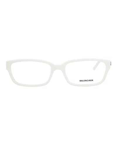 Pre-owned Balenciaga Women's  Squareframe Acetate Optical Frames In White White Transparent (bb0065o/30008235/0