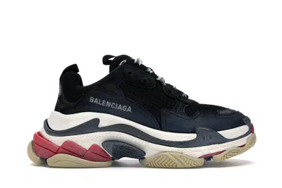 Pre-owned Balenciaga Women's  Triple S (2018 Reissue) Sneakers In Black/white/red