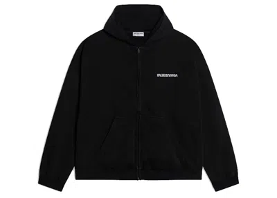 Pre-owned Balenciaga Women's  Turn Wide Fit Zipup Hoodie In Black