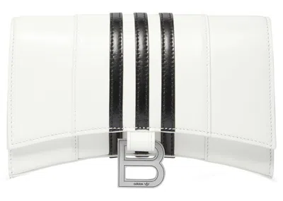 Pre-owned Balenciaga Women's  X Adidas Hourglass Wallet With Chain In White
