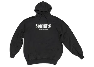Pre-owned Balenciaga Women's  X Fortnite©2021 Medium Fit Hoodie In Black