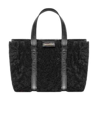 Balenciaga Women's Barbes Small East-west Shopper Bag In Shearling In Black