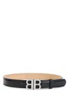 Balenciaga Bb Soft Leather Belt In Black
