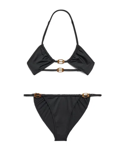 Balenciaga Women's Bb Buckle Bikini In Black/gold