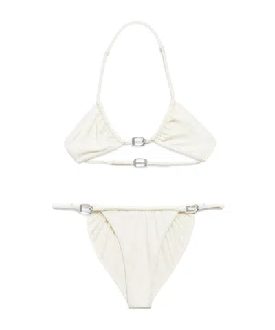 Balenciaga Women's Bb Buckle Bikini In White/silver