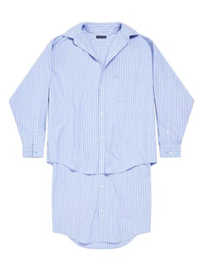 Balenciaga Blue Layered Shirtdress For Women In Ss24