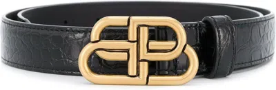 Balenciaga Women's Bb Croco Belt 25cm In Black