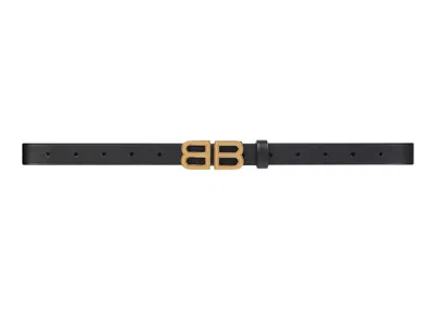 Pre-owned Balenciaga Women's Bb Hourglass Thin Belt In Black