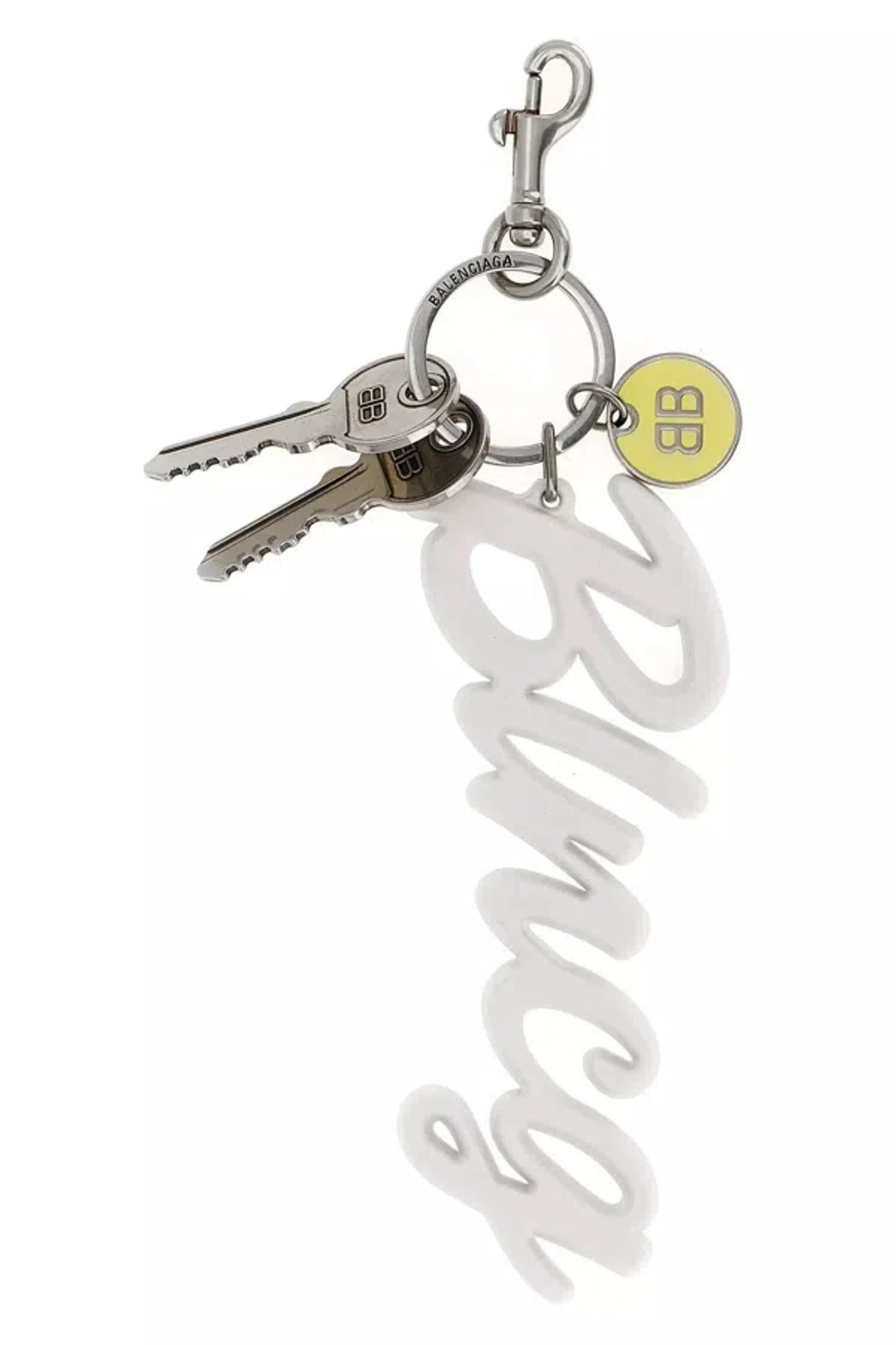 【BALLENCIAHA】BB Keyring Balenciaga Bb Metal Keyring In Metallic | ModeSens