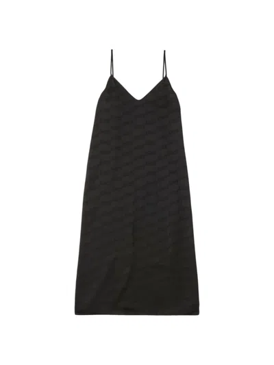 Balenciaga Bb Monogram Slip Dress In Black