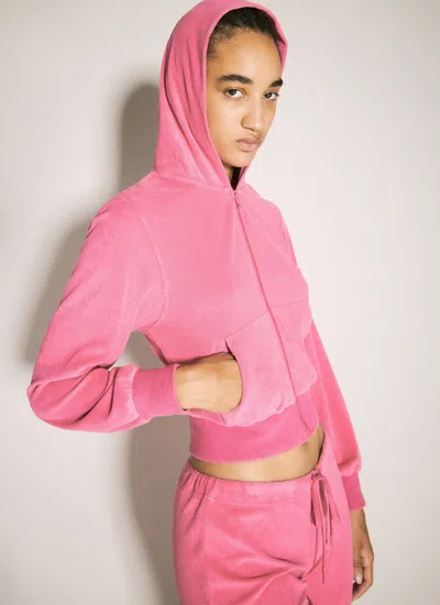 Balenciaga Bb Motel Zip-up Hooded Sweatshirt In Pink