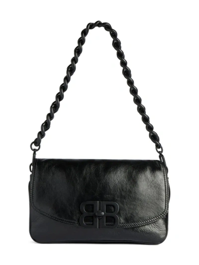Balenciaga Small Bb Soft Flap Leather Crossbody Bag In Black