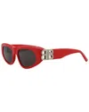 Balenciaga Logo-plaque Arm Sunglasses In Red