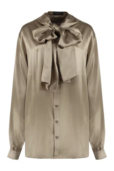 Balenciaga Paneled Shirt In Beige