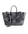 Balenciaga Medium Leather Bel Air Carry All Tote Bag In Grey
