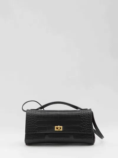 Balenciaga Women Bel Air Small Clutch With Shoulder Strap In Black