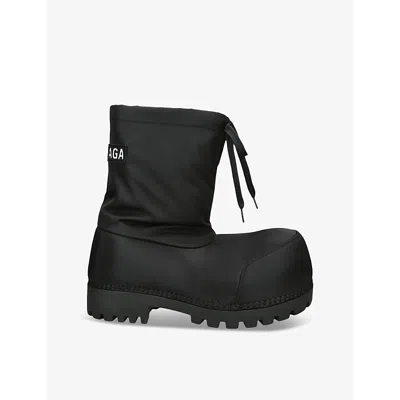 Balenciaga Womens Black Alaska Low Chunky-sole Woven Boots